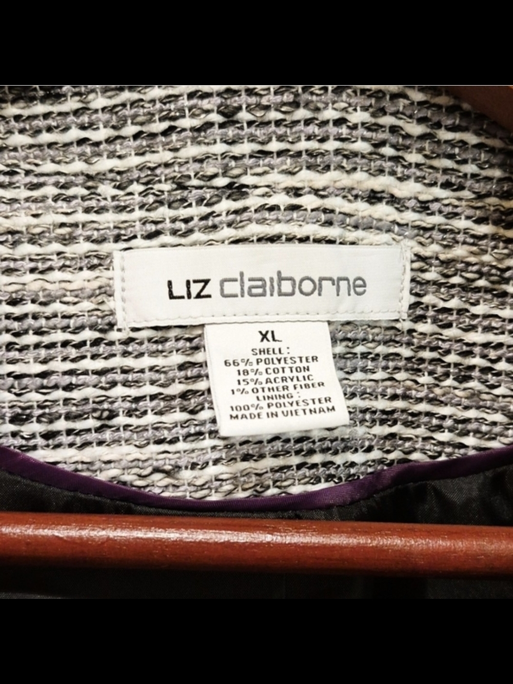 Liz Claiborne Black and White Open-Front Knit Cardigan - Picture 5 of 5
